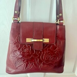 Patricia Nash Like New Burgundy Embossed Shoulder Bag